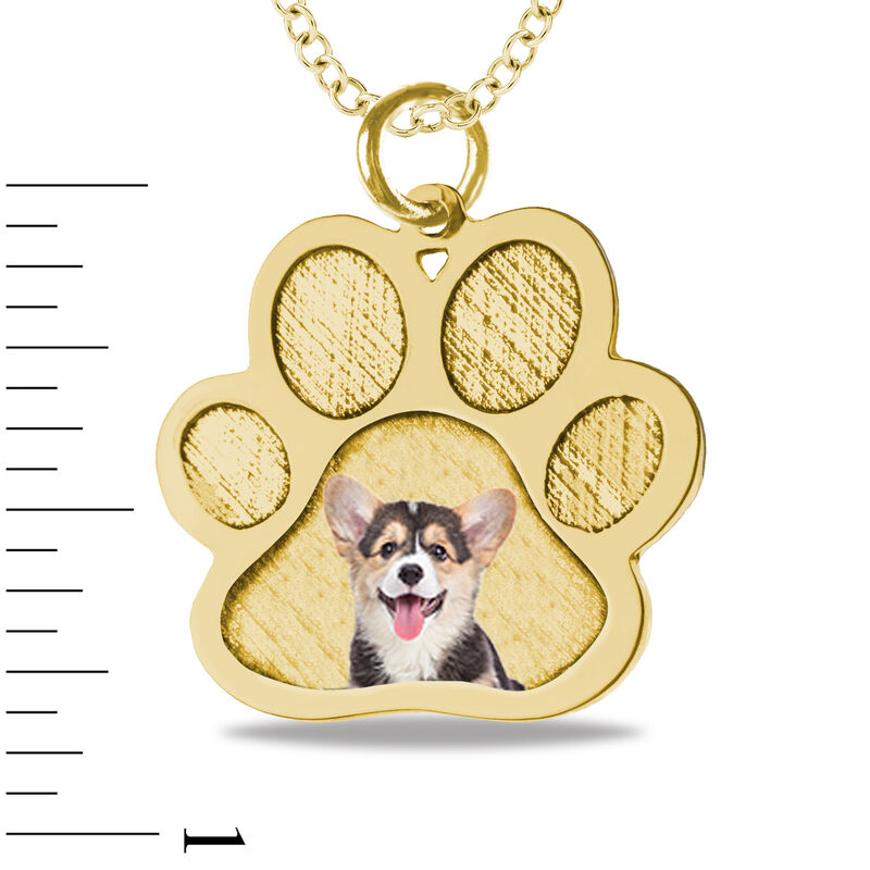 Paw Print Photo Pendant in 10k Yellow Gold image number null